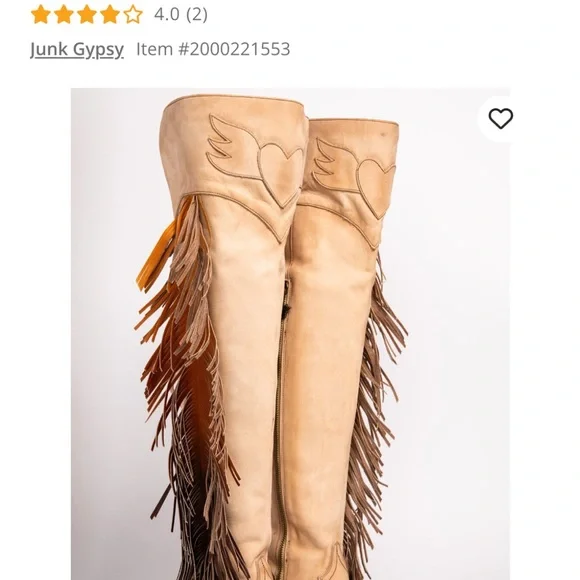 Junk gypsy Tan Heeled Boots with Fringe - Picture 4 of 11